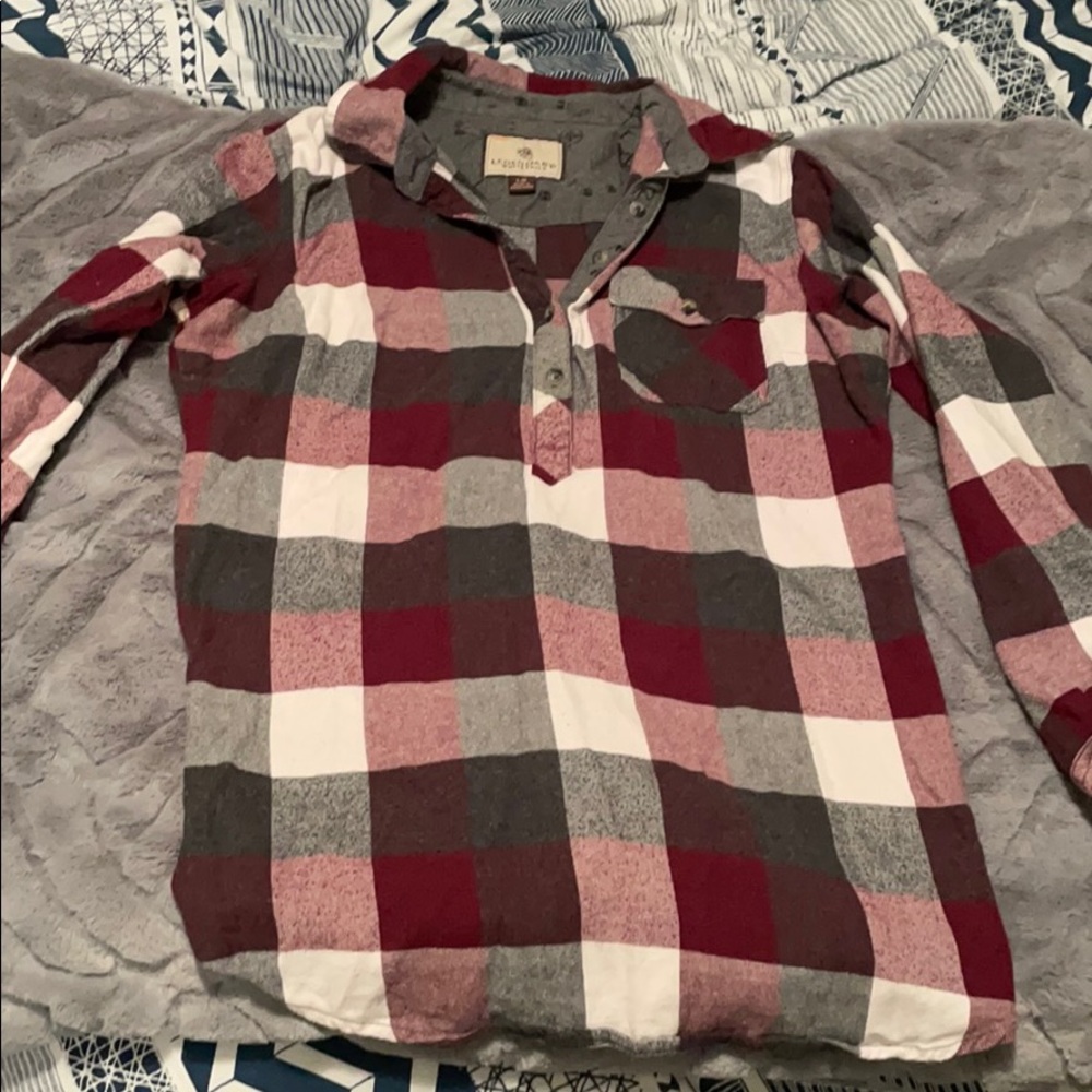 Plaid half button shirt